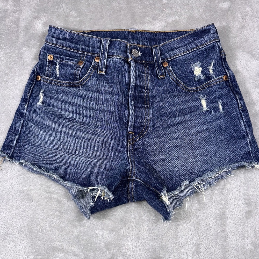 Levi's 501 Buttonfly Cut-off Distressed Women's‎ Denim Shorts Size 25